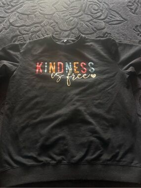 Black "Kindness is Free" Crewneck Sweatshirt - Multicolor Text